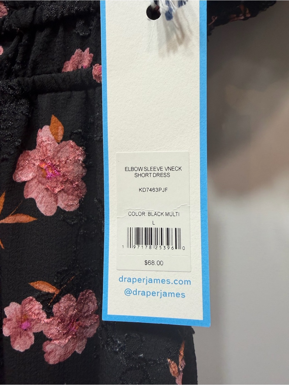 Draper James Black Dress with Pink Floral Embroidery - Picture 4 of 8